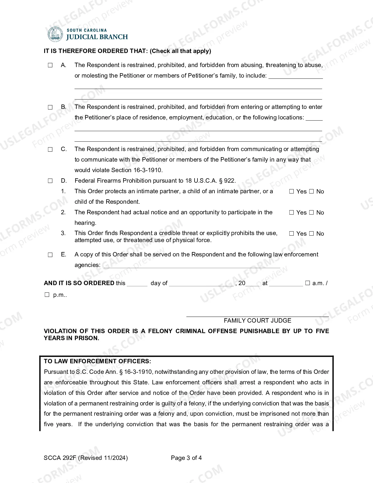 Preview Permanent Restraining Order