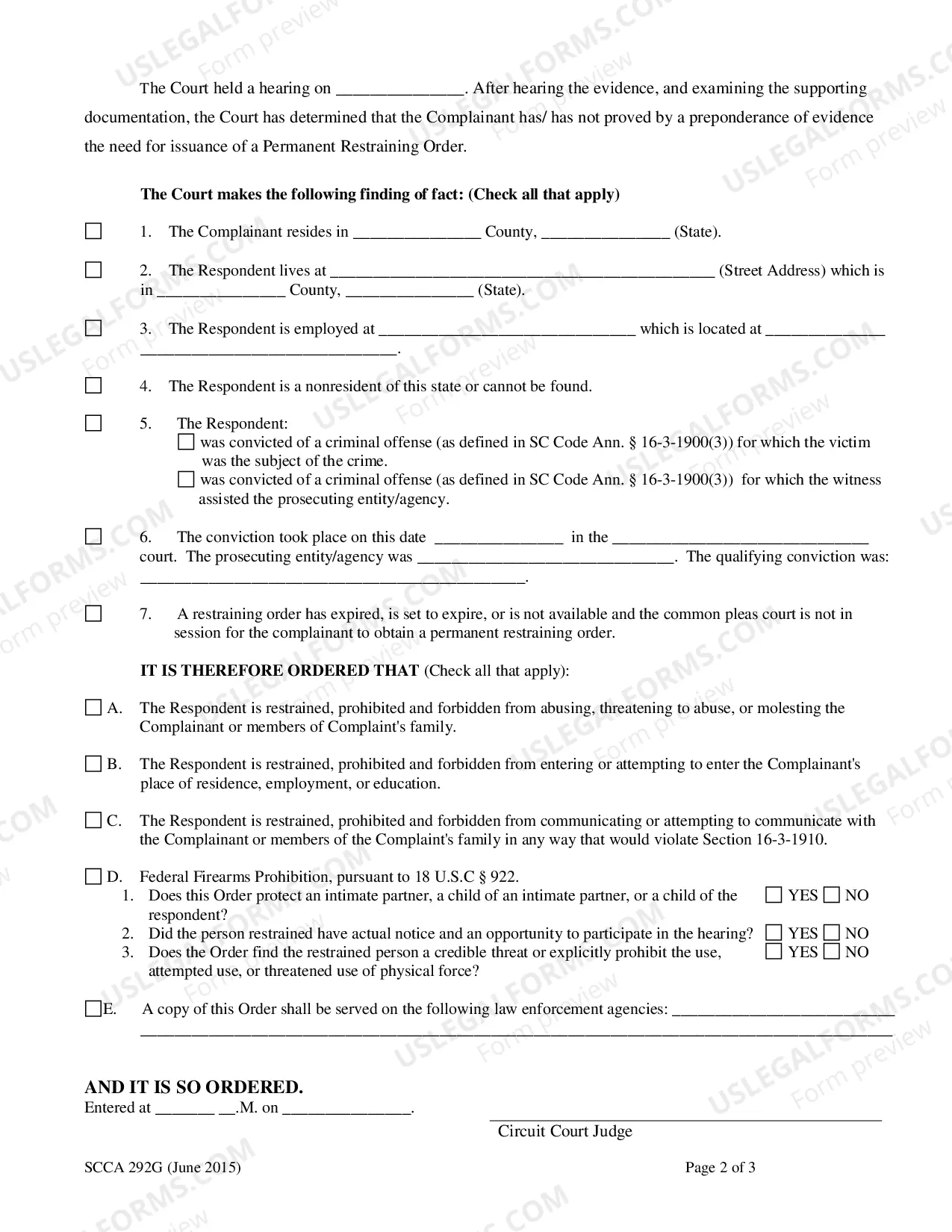 Preview Permanent Restraining Order
