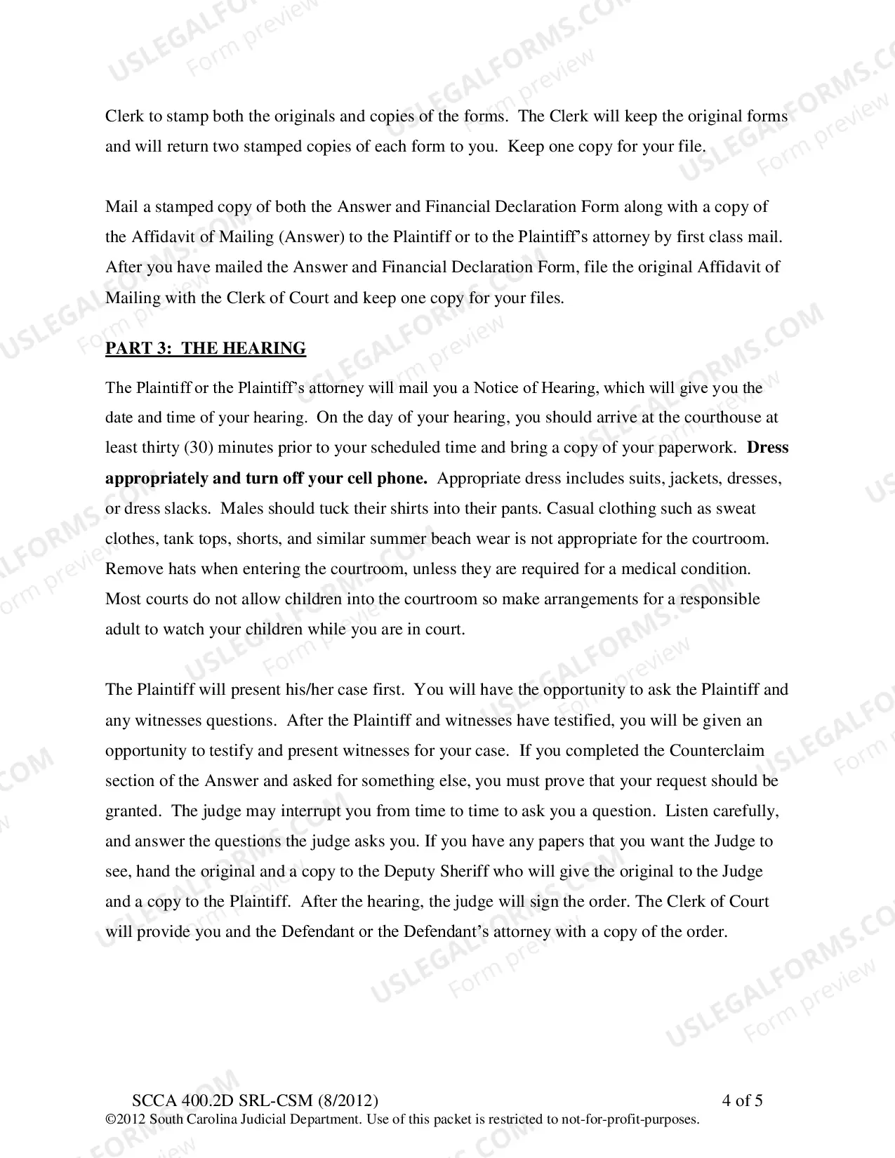 Preview Defendant's Instructions (Decrease Child Support)