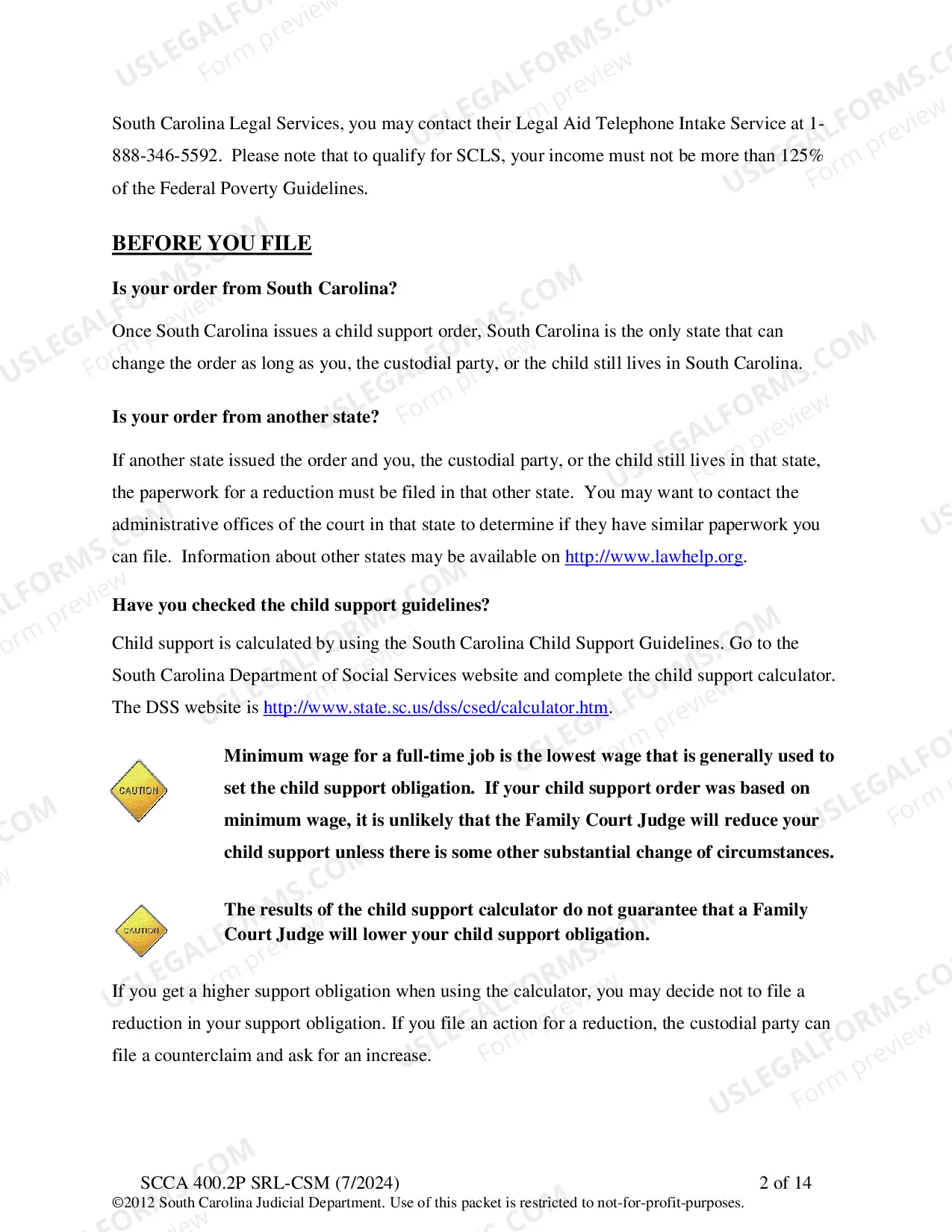 Preview Plaintiff's Instructions - Decrease Child Support