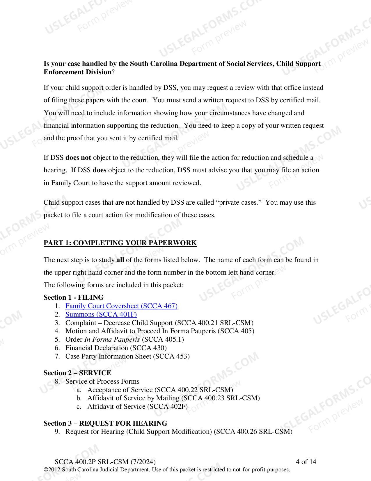 Preview Plaintiff's Instructions - Decrease Child Support