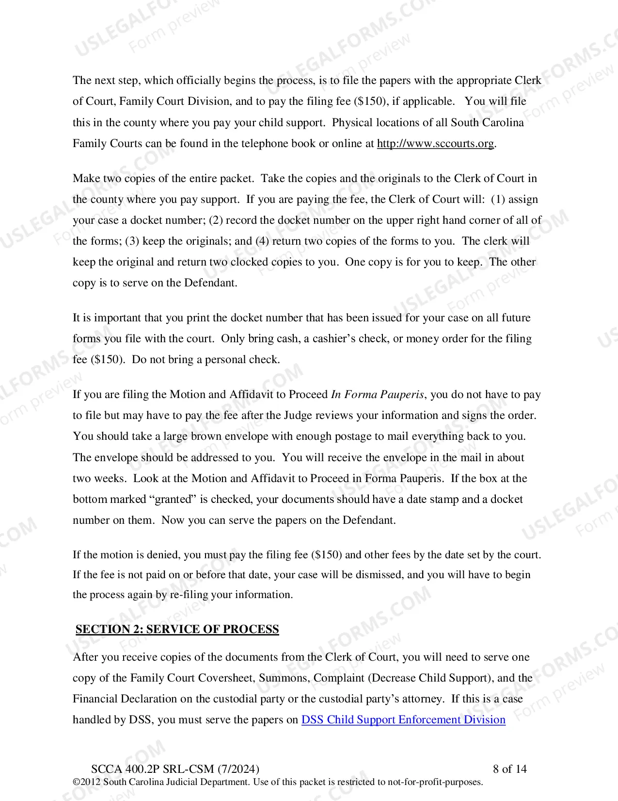 Preview Plaintiff's Instructions - Decrease Child Support