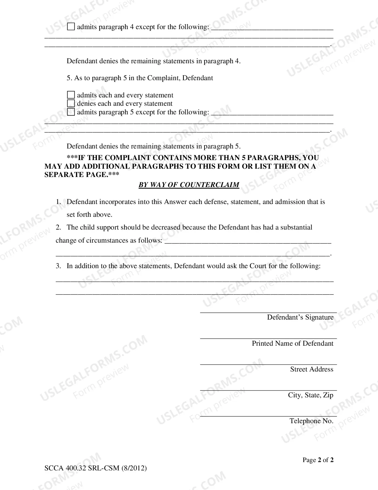 Preview Defendant's Answer - Increase Child Support