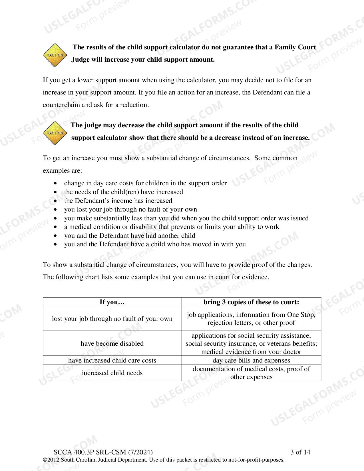 Preview Plaintiff's Instructions - Increase Child Support