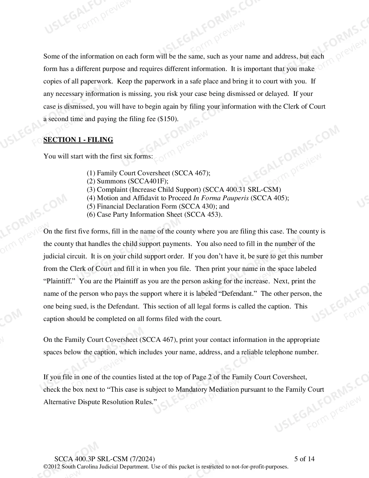 Preview Plaintiff's Instructions - Increase Child Support