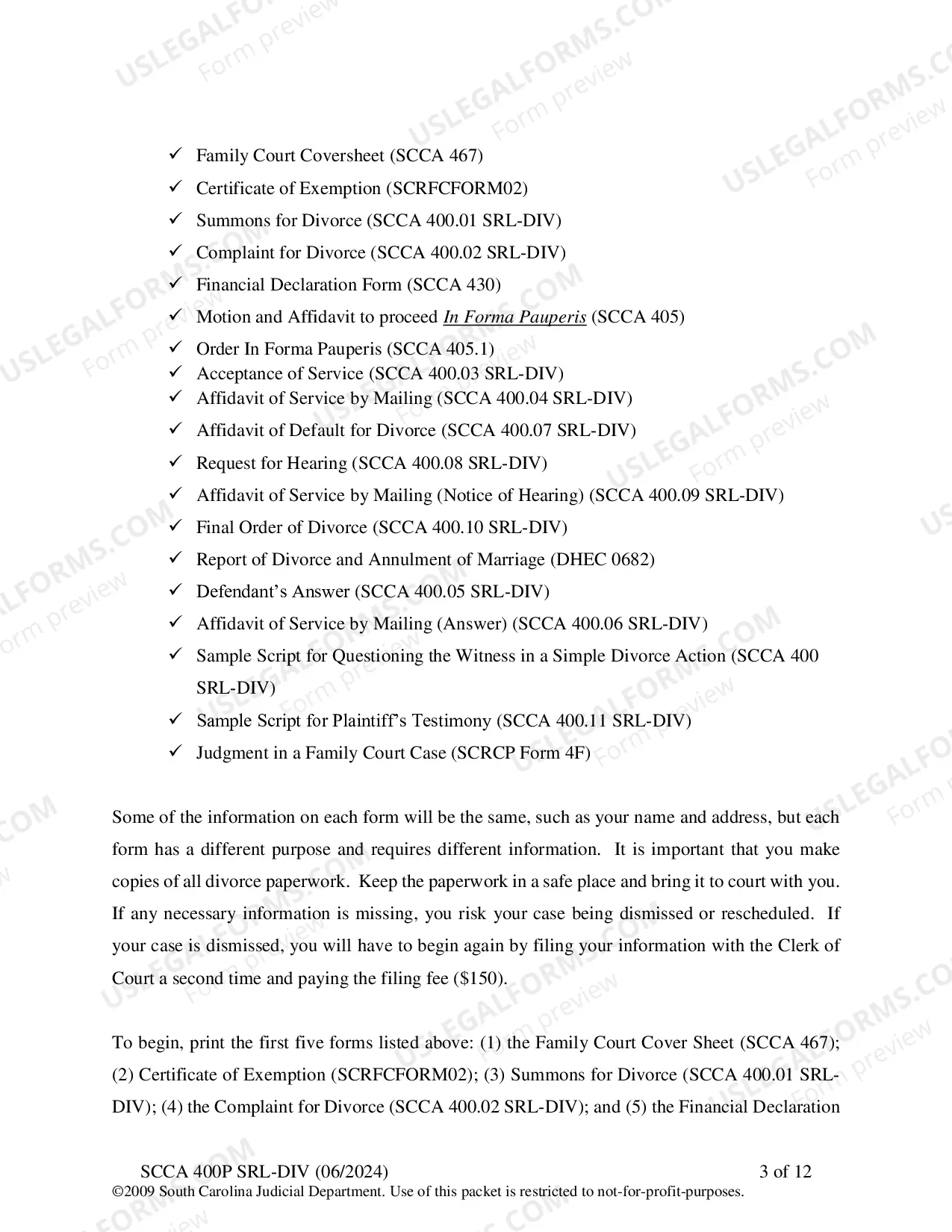 Preview SRL-DIV Plaintiff Instructions