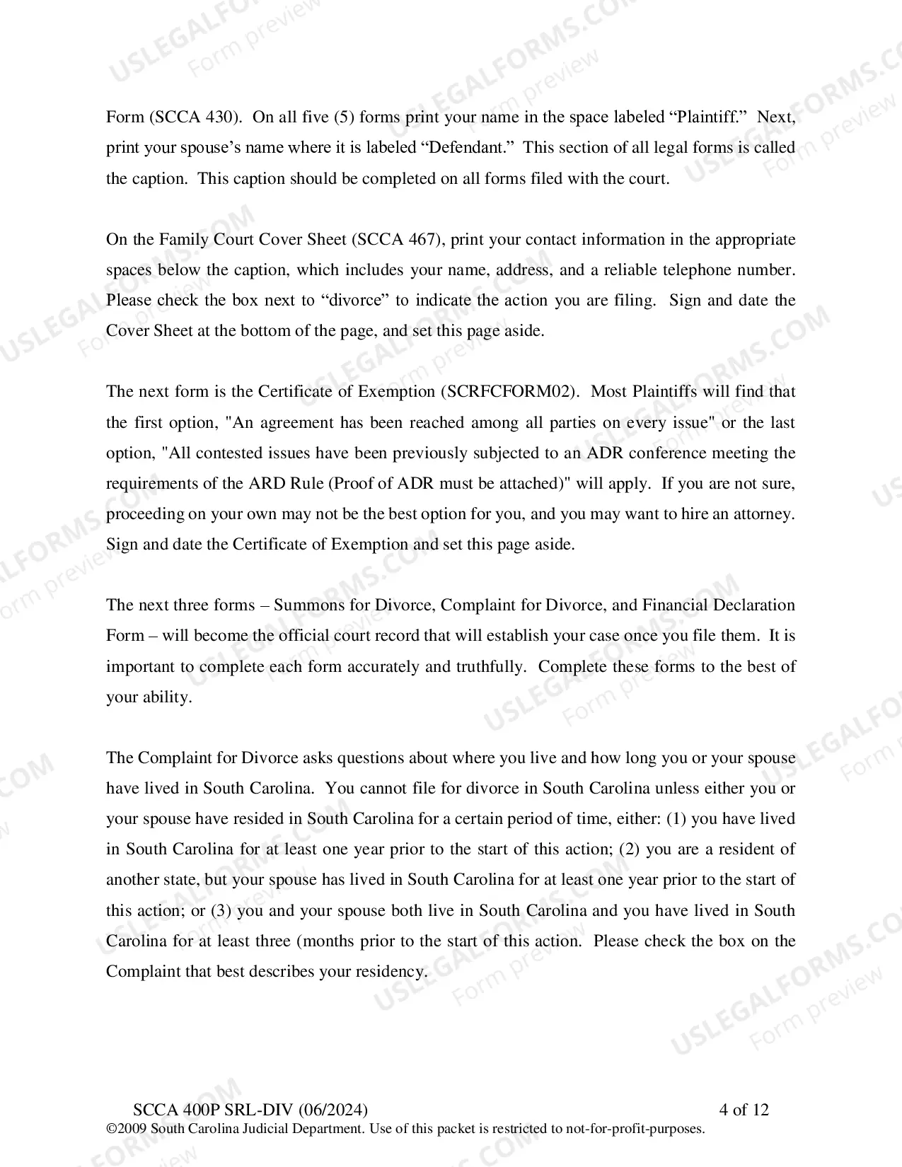 Preview SRL-DIV Plaintiff Instructions