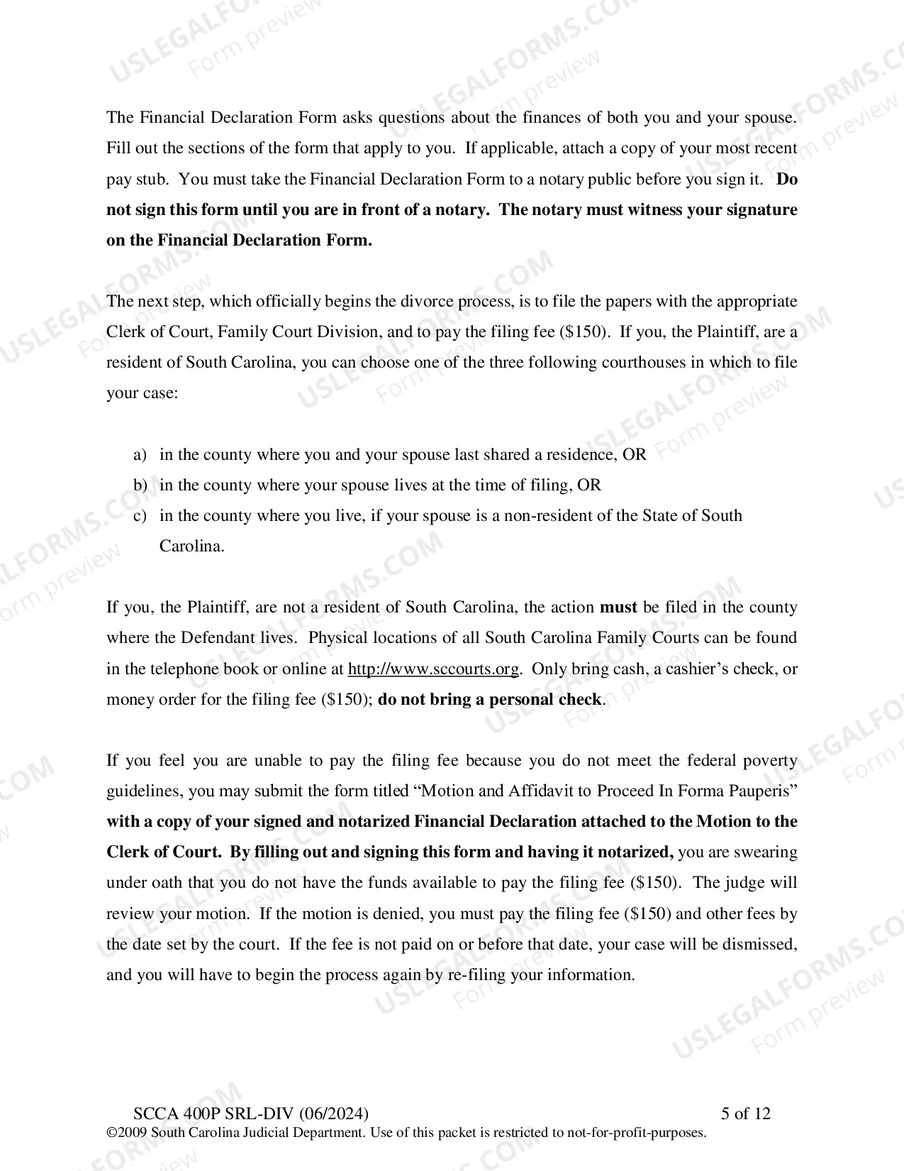 Preview SRL-DIV Plaintiff Instructions