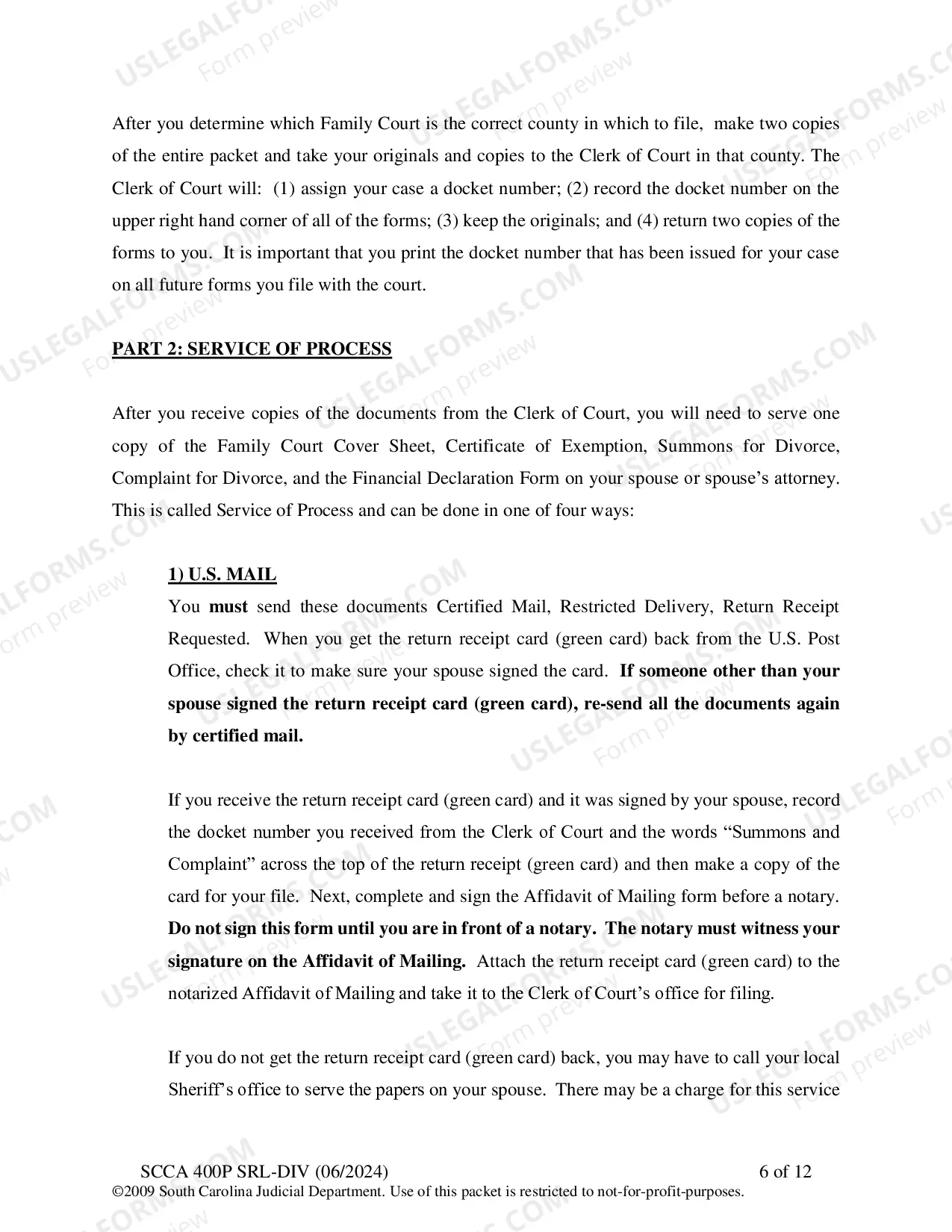 Preview SRL-DIV Plaintiff Instructions
