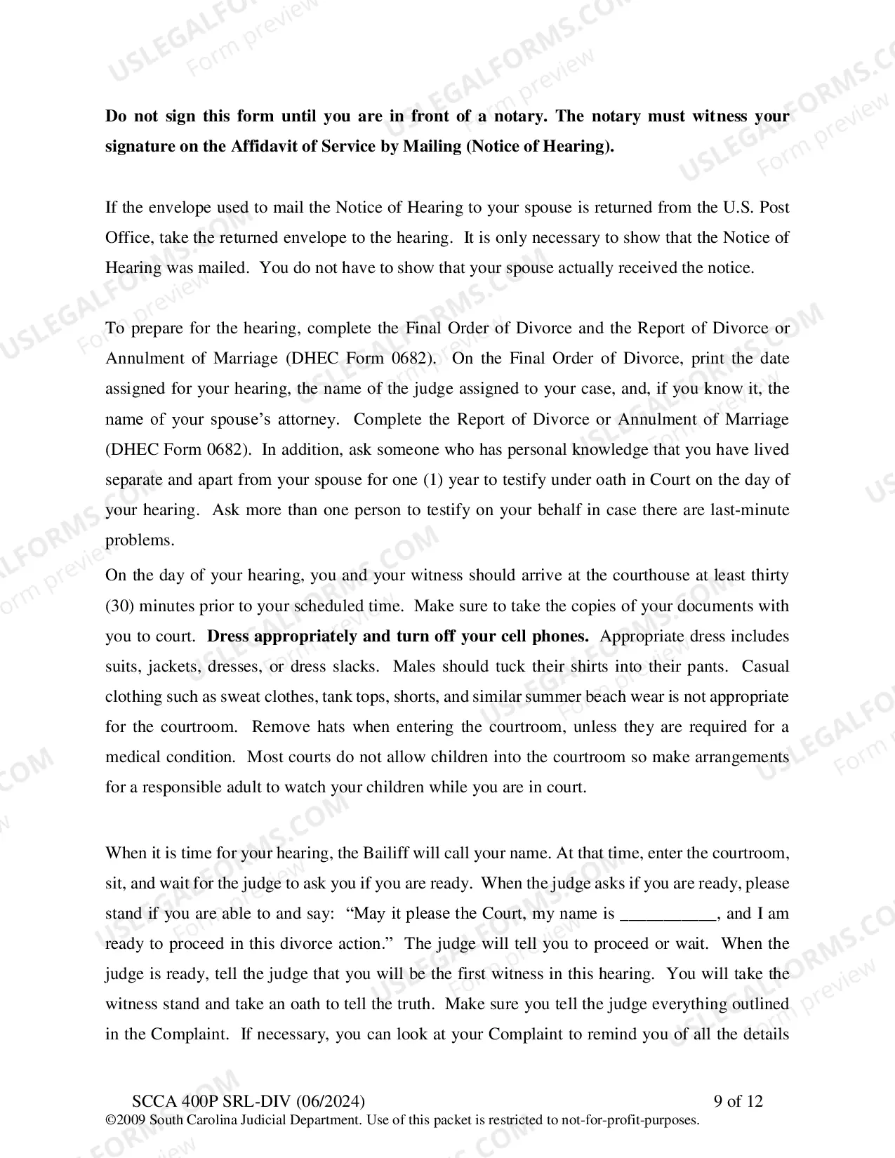 Preview SRL-DIV Plaintiff Instructions