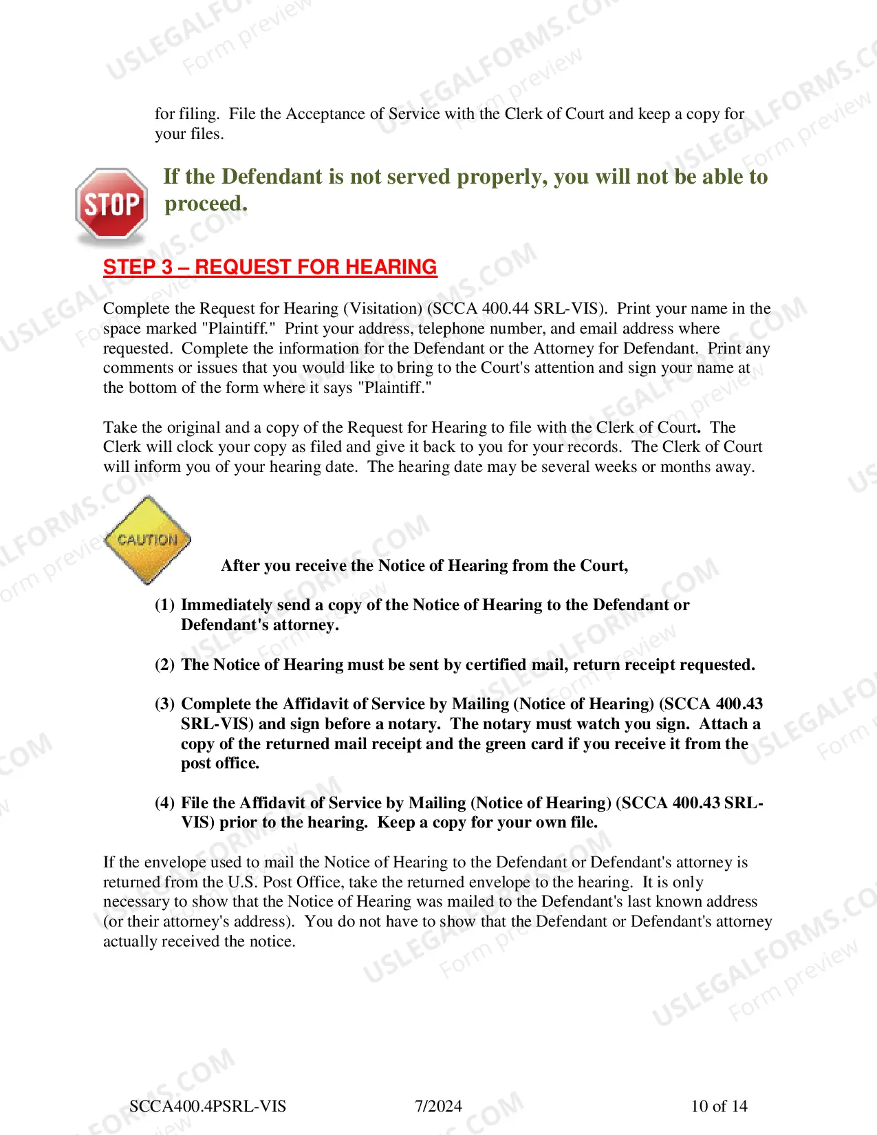 Preview SRL-Visitation Plaintiff Instructions