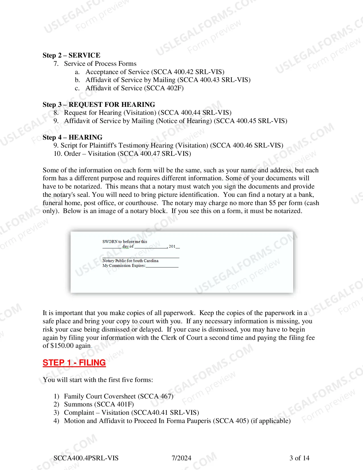 Preview SRL-Visitation Plaintiff Instructions