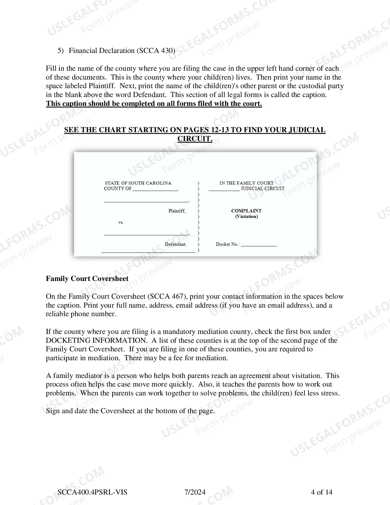 Preview SRL-Visitation Plaintiff Instructions