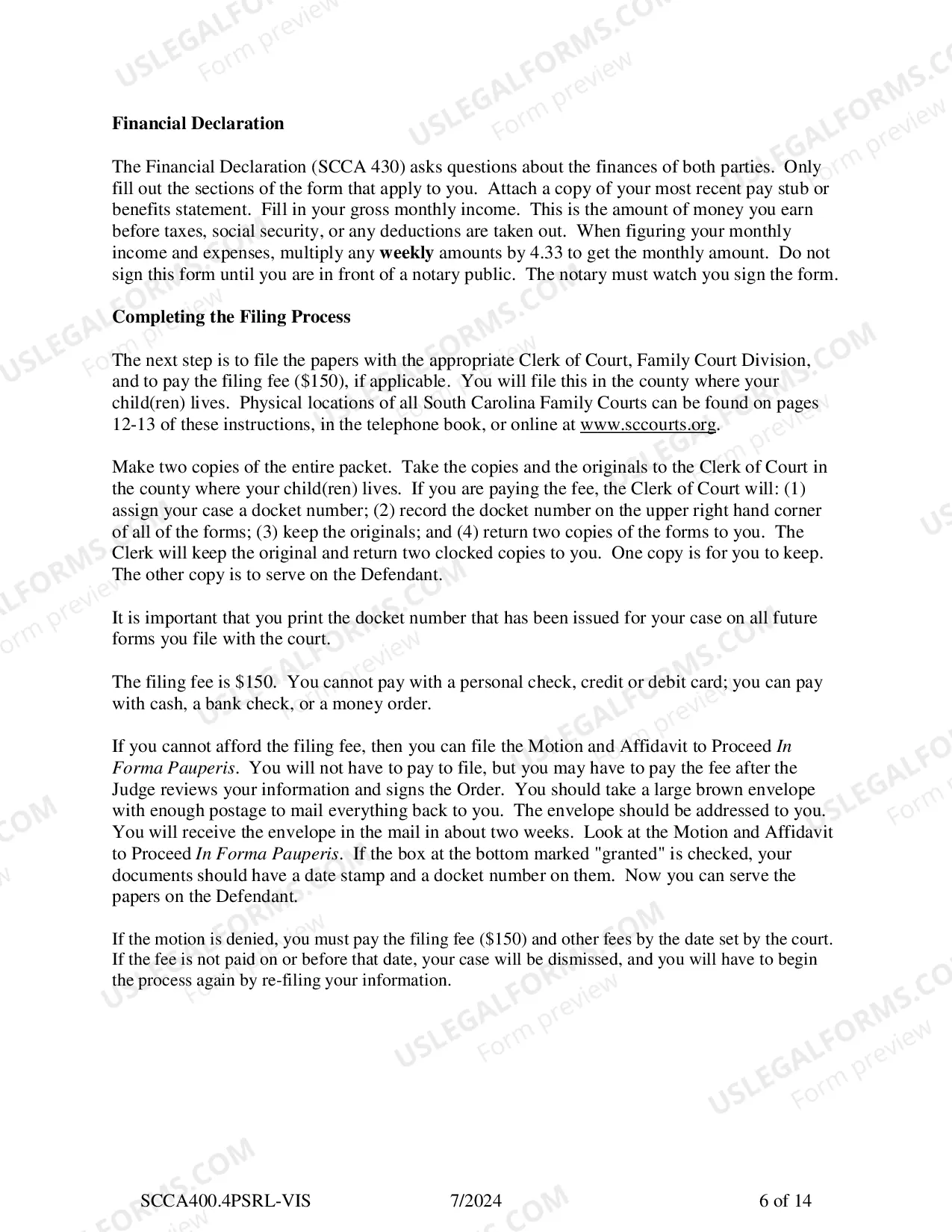 Preview SRL-Visitation Plaintiff Instructions