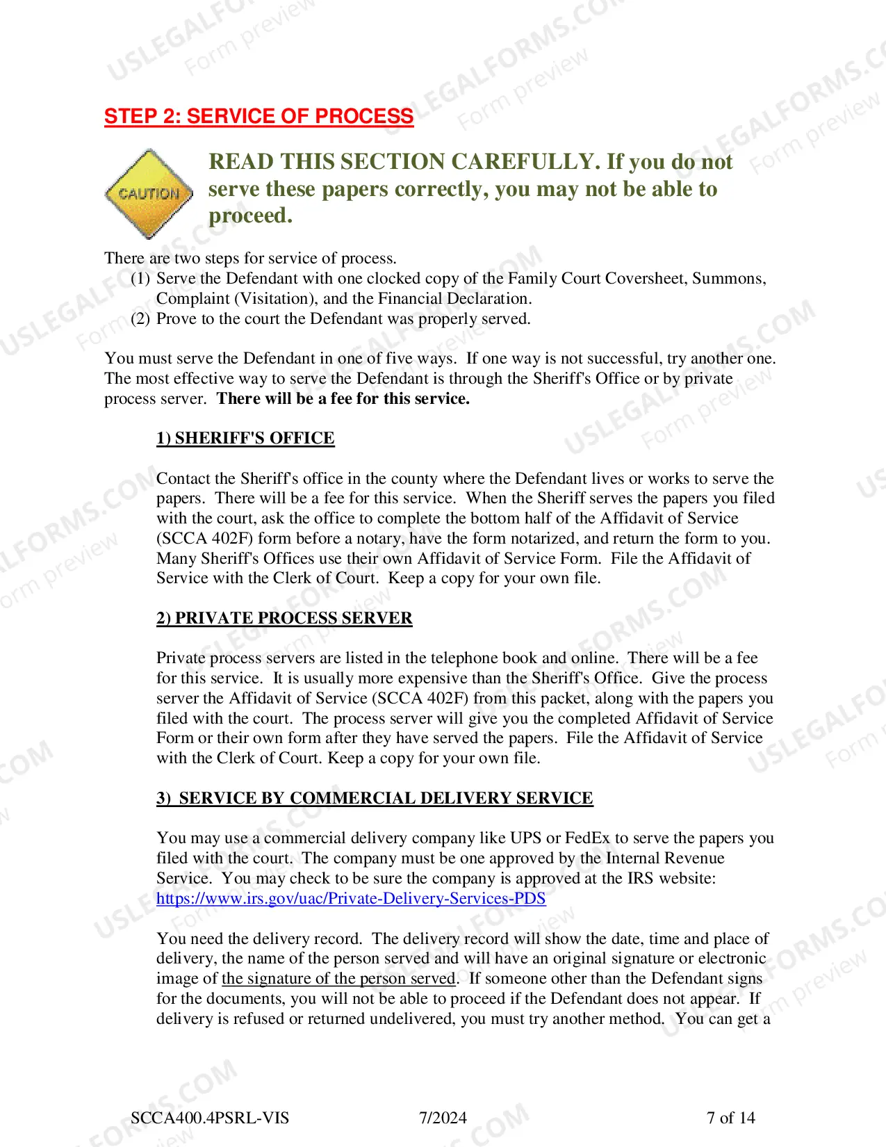 Preview SRL-Visitation Plaintiff Instructions