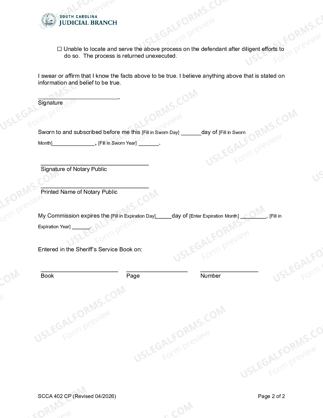 Preview Affidavit of Service