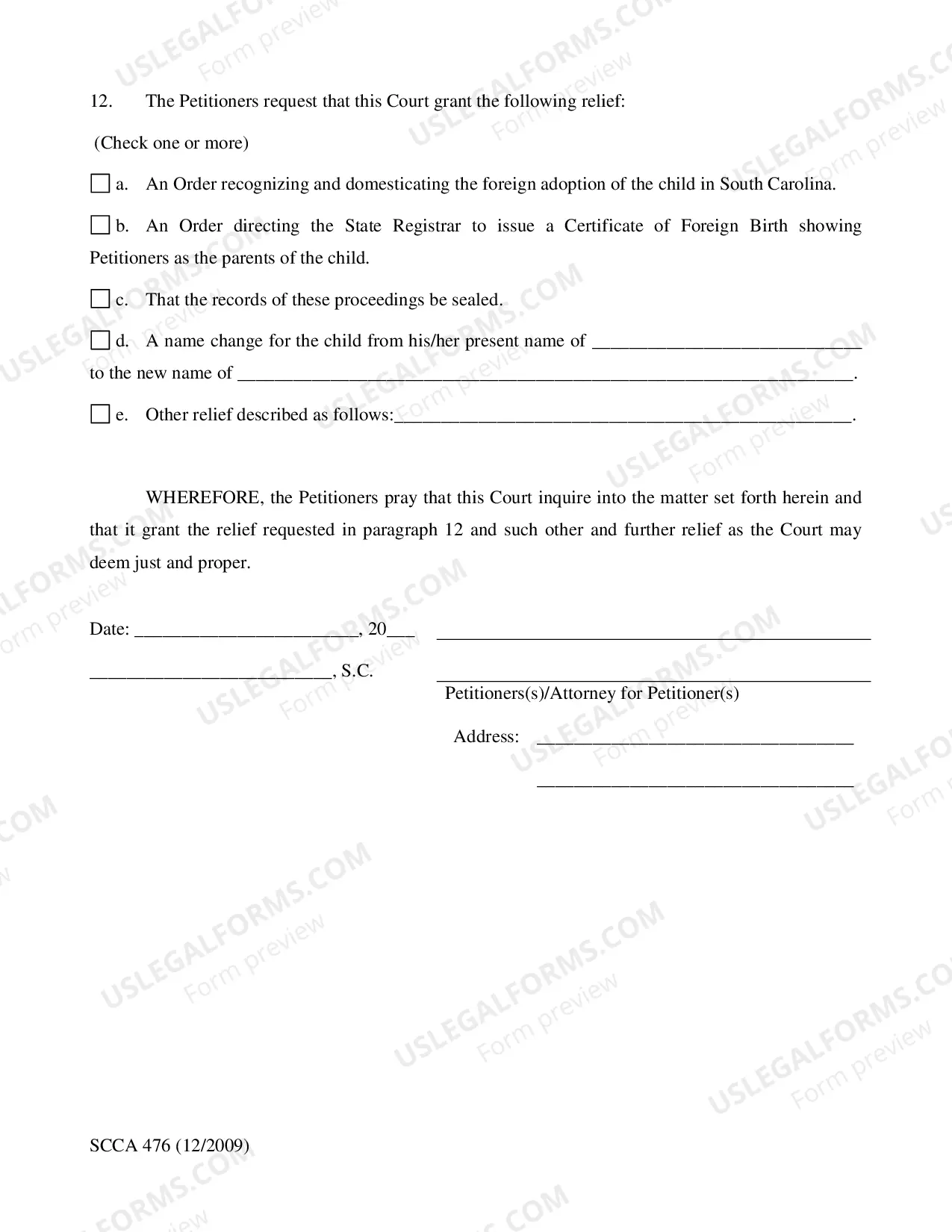 Preview Petition for Domestication of Foreign Adoption