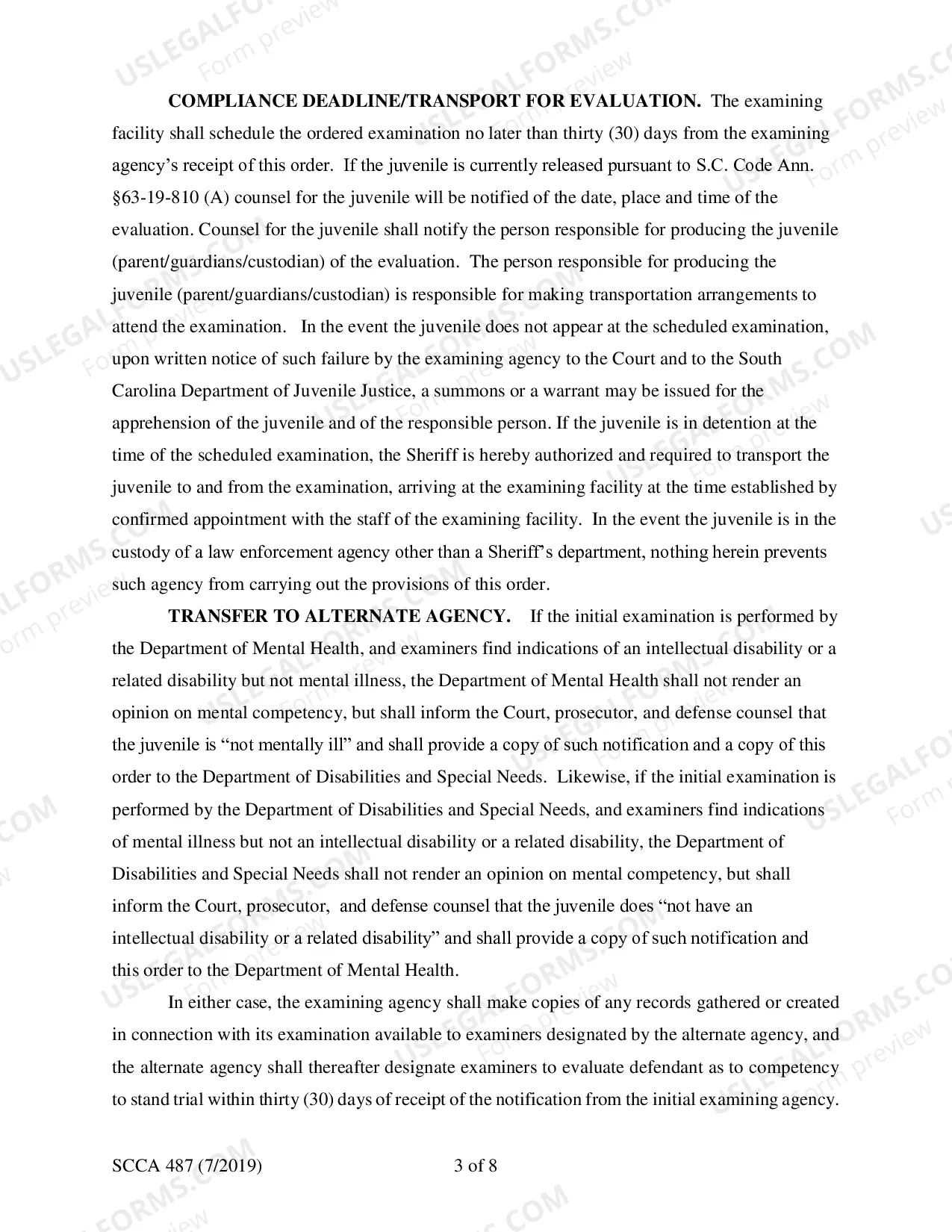 Preview Order for Competency Evaluation to Stand Trial