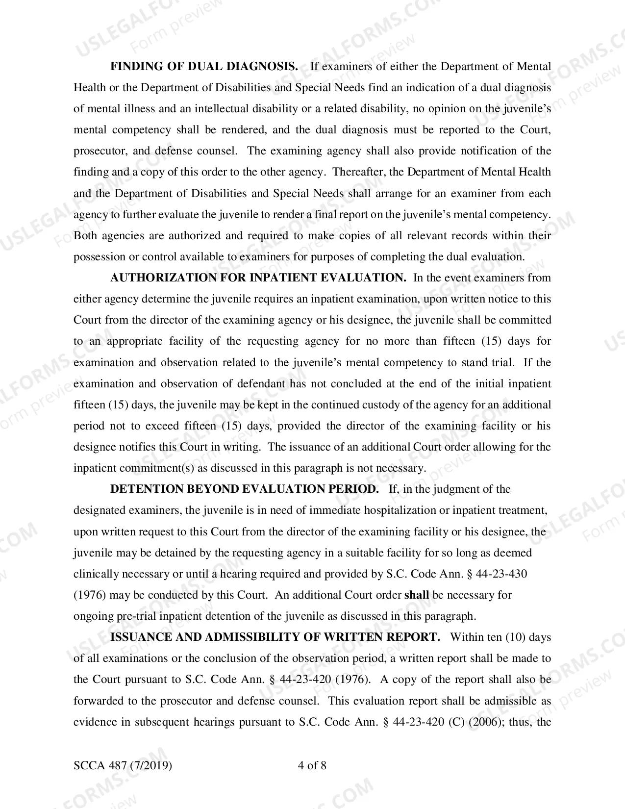 Preview Order for Competency Evaluation to Stand Trial