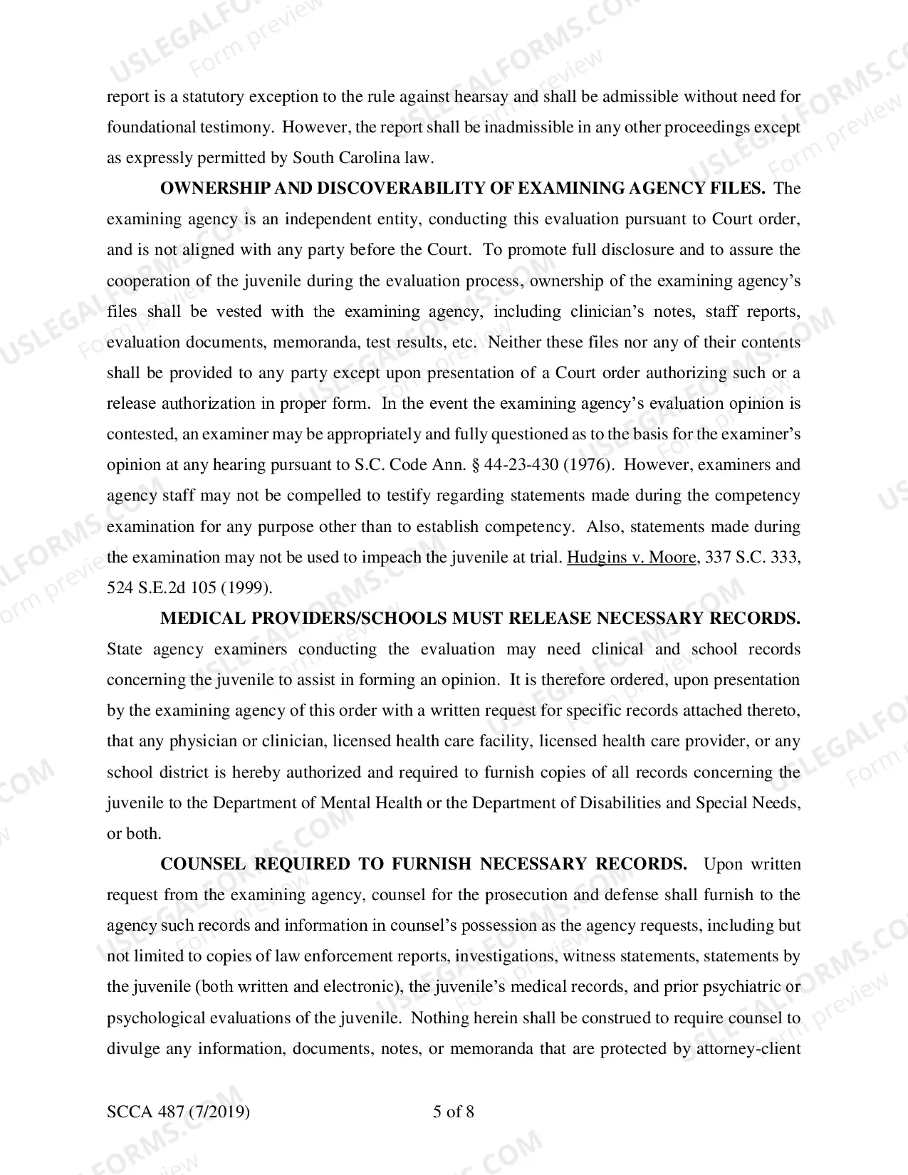 Preview Order for Competency Evaluation to Stand Trial