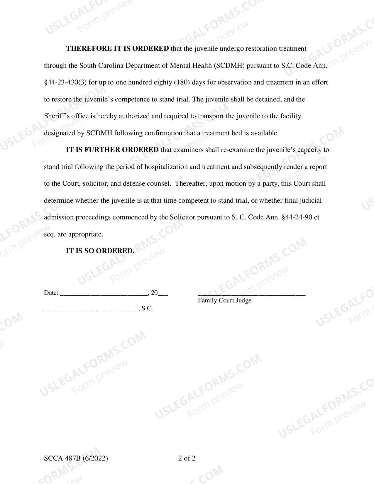 Preview Forensic Juvenile Blair Order - Not Competent, but Likely