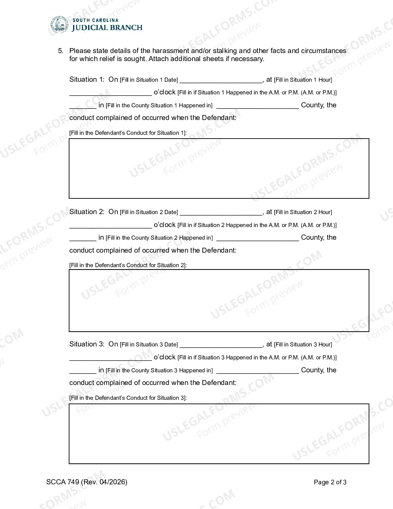 Preview Complaint and Motion for Restraining Order (Harassment and Stalking)