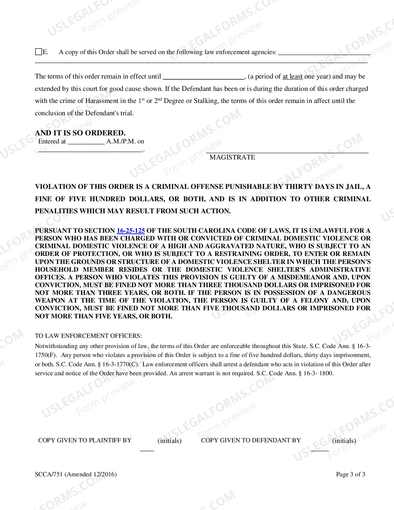 Preview Restraining Order