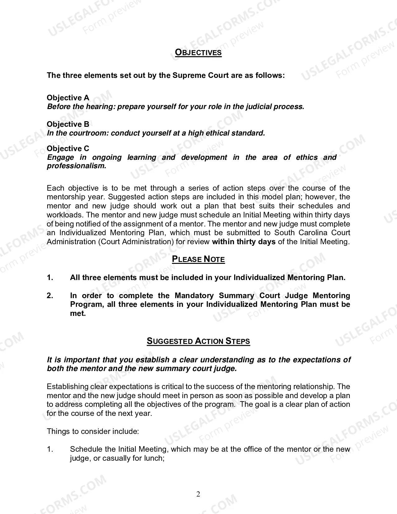 Preview Summary Court Judge Uniform Mentoring Plan