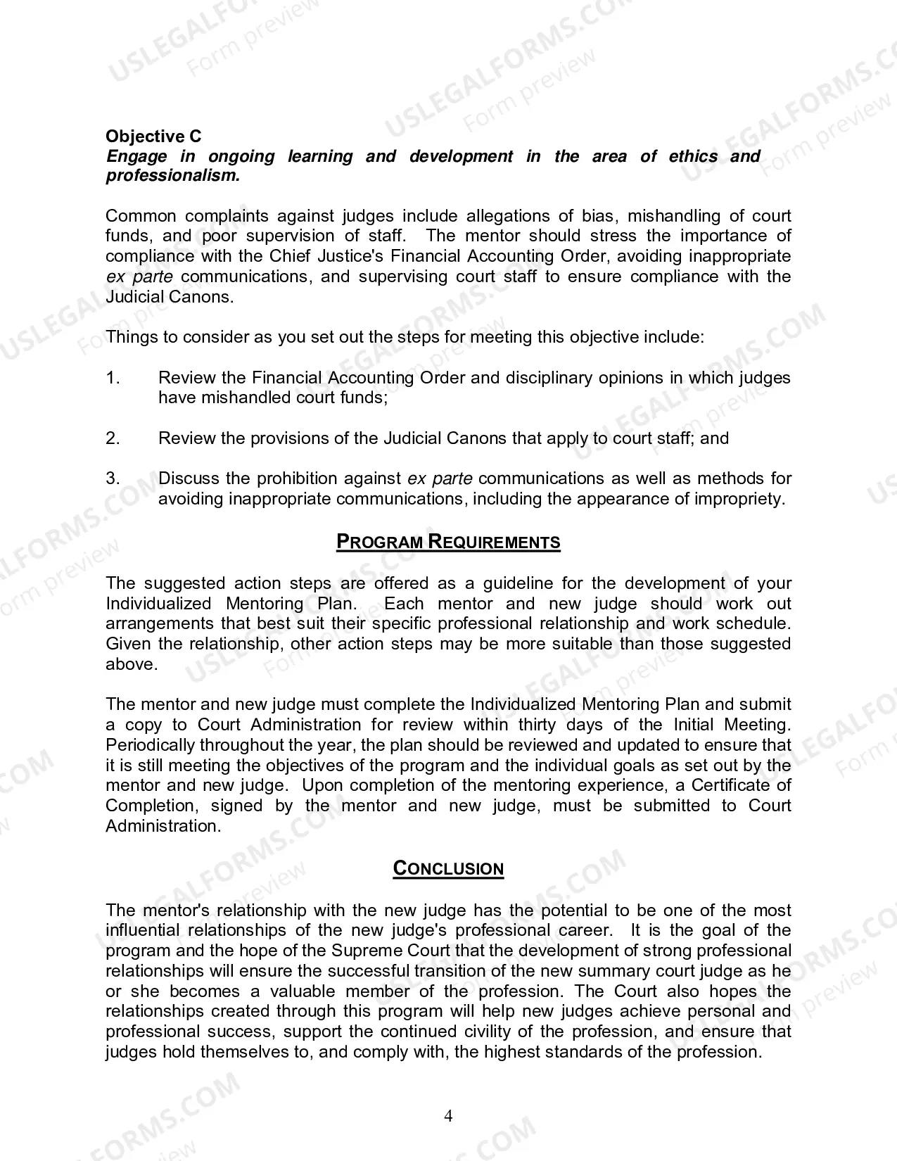 Preview Summary Court Judge Uniform Mentoring Plan