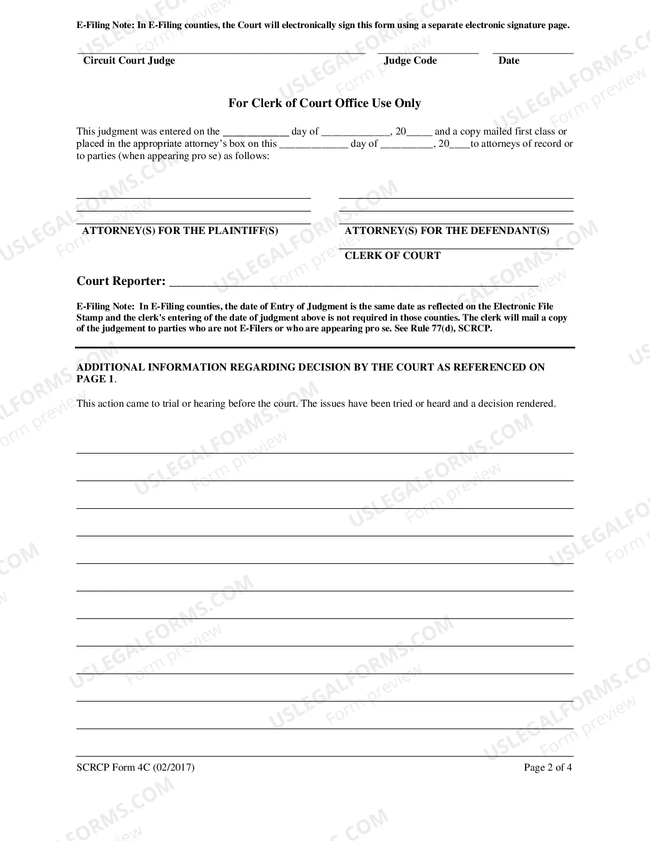 Preview Form 4 Judgement in a Civil Case