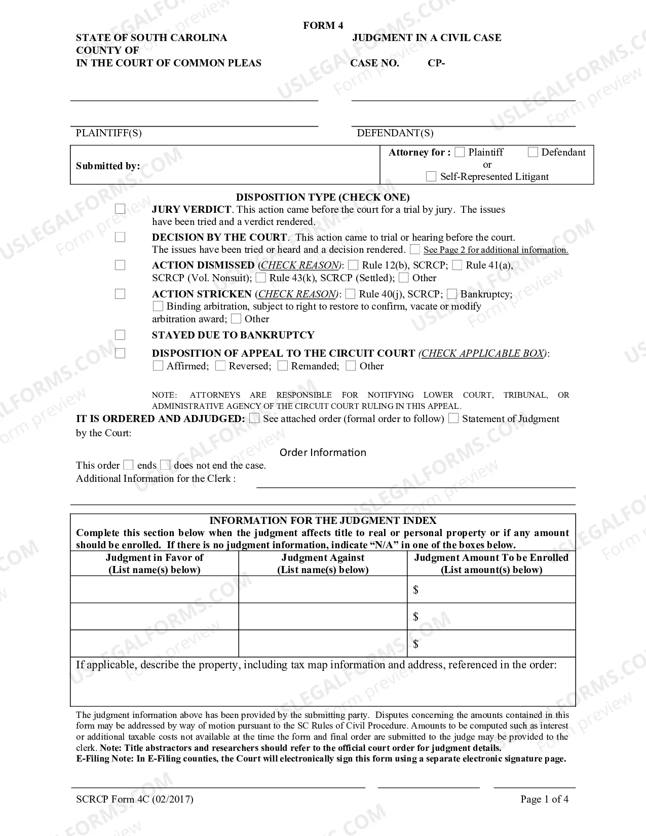Preview Judgment In A Civil Case
