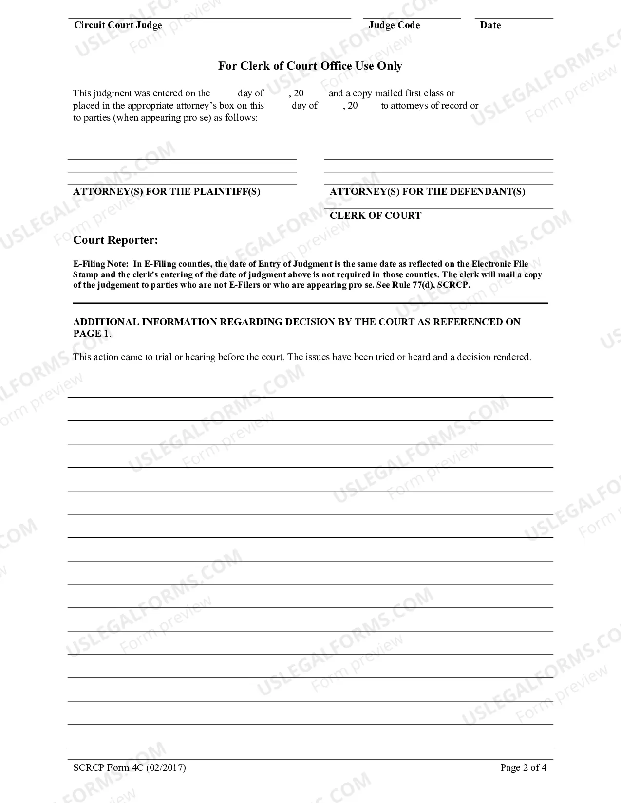 Preview Judgment In A Civil Case