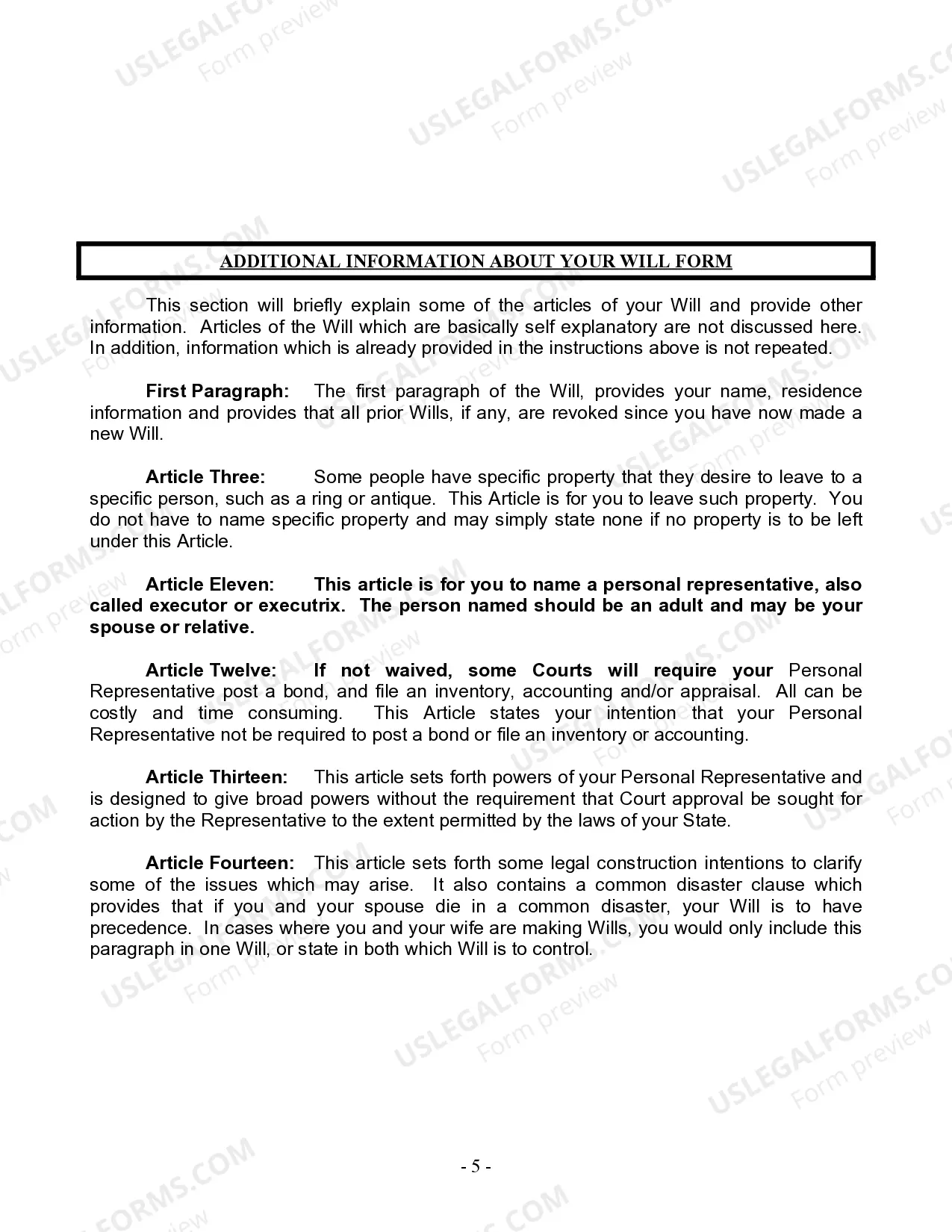 Preview Last Will and Testament for Married person with Minor Children from Prior Marriage