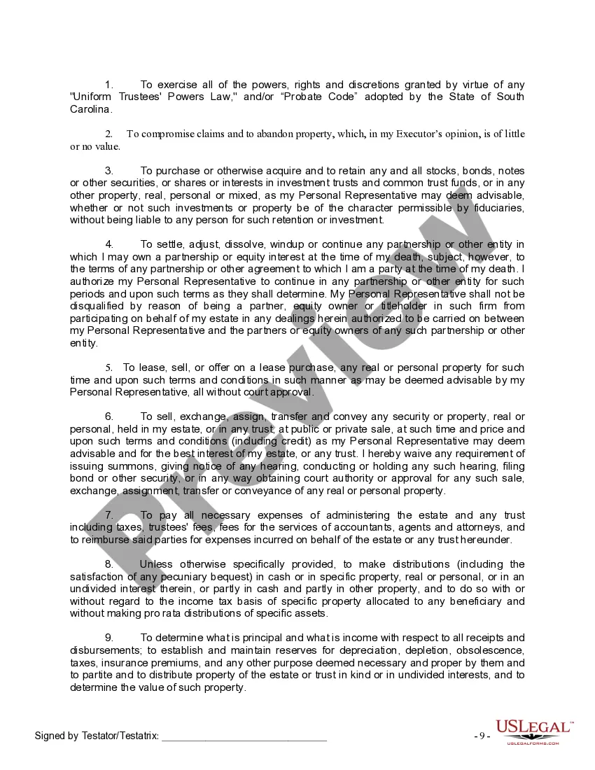 Preview Last Will and Testament for Divorced Person Not Remarried with No Children