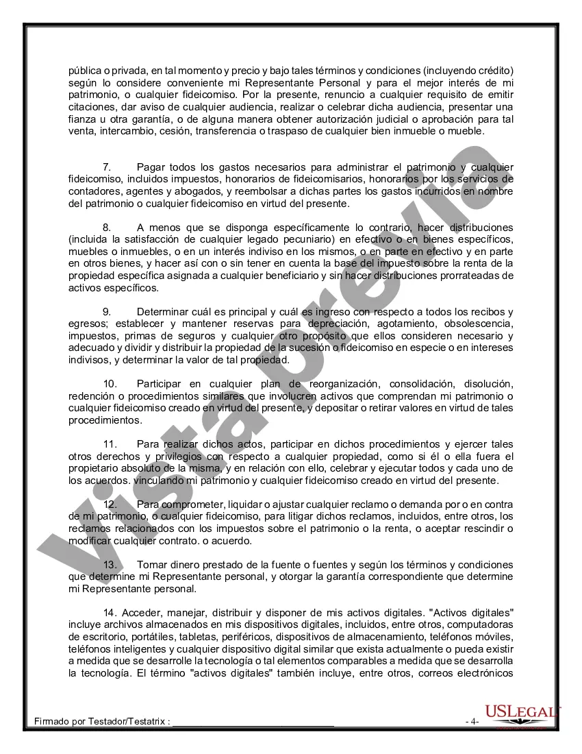Preview Formulario de última voluntad y testamento legal para persona casada con hijos adultos