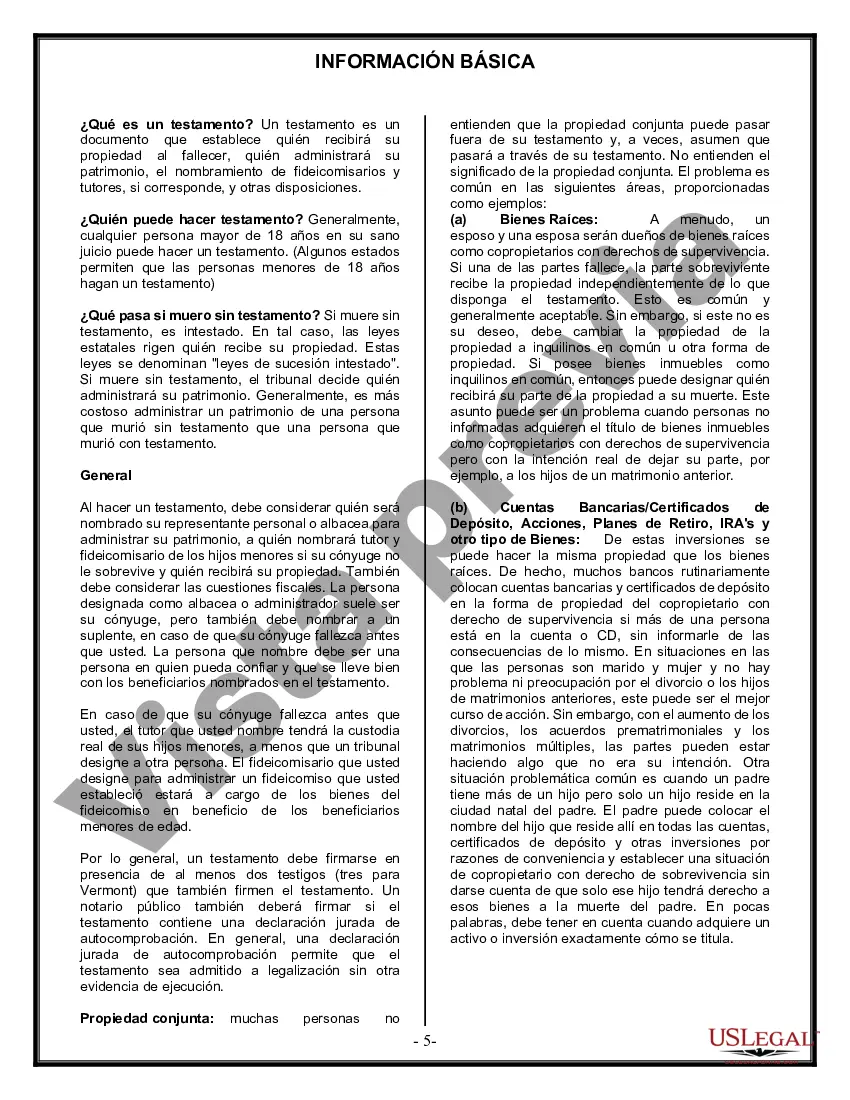 Preview Formulario de última voluntad y testamento legal para persona casada con hijos adultos
