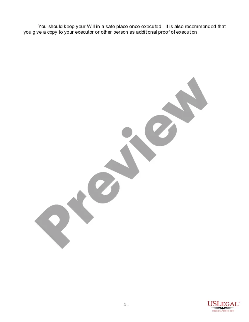 Preview Last Will and Testament for Married person with Adult Children