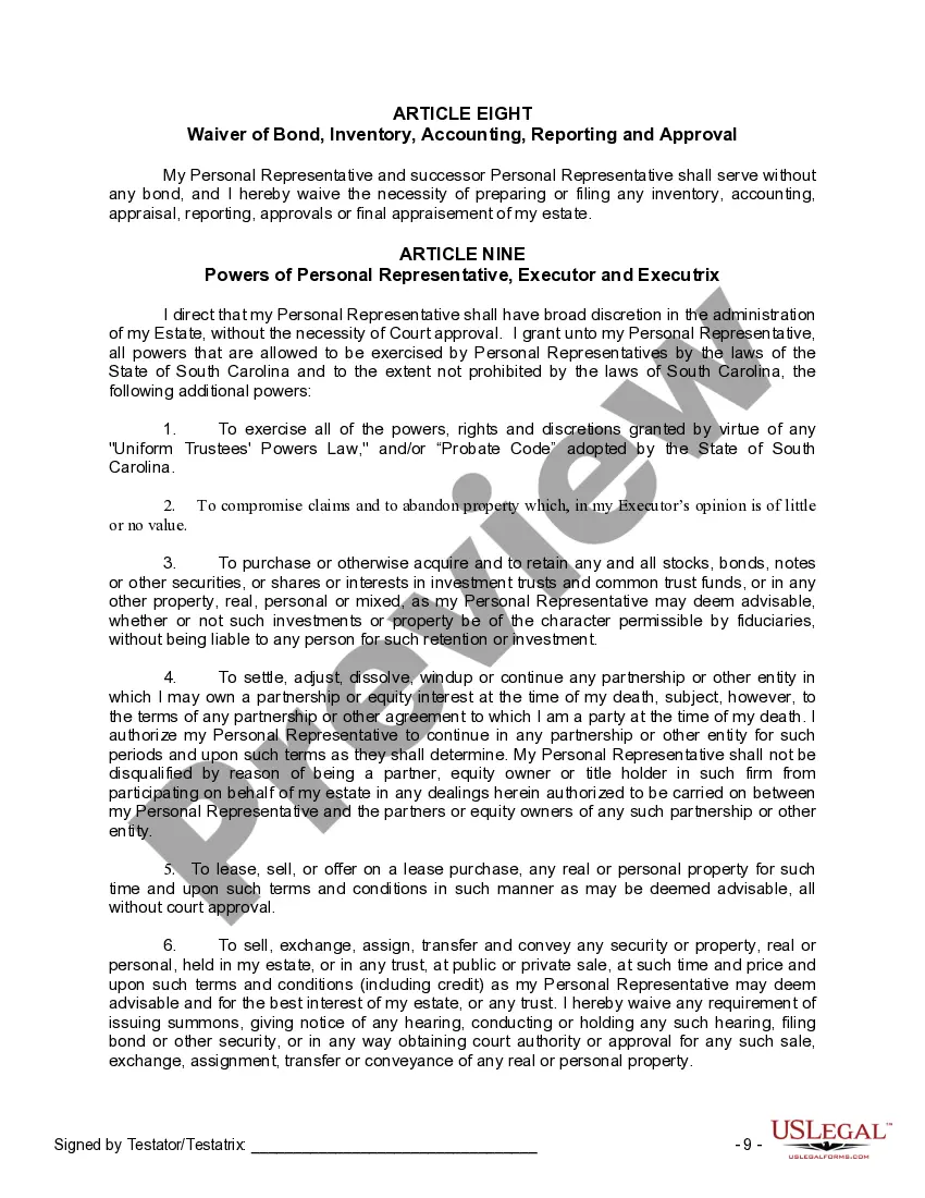 Preview Last Will and Testament for a Married Person with No Children