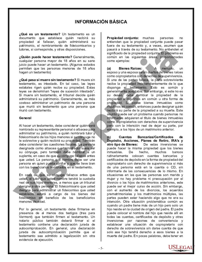 Preview Formulario Legal de Última Voluntad y Testamento para Viuda o Viudo con Hijos Menores