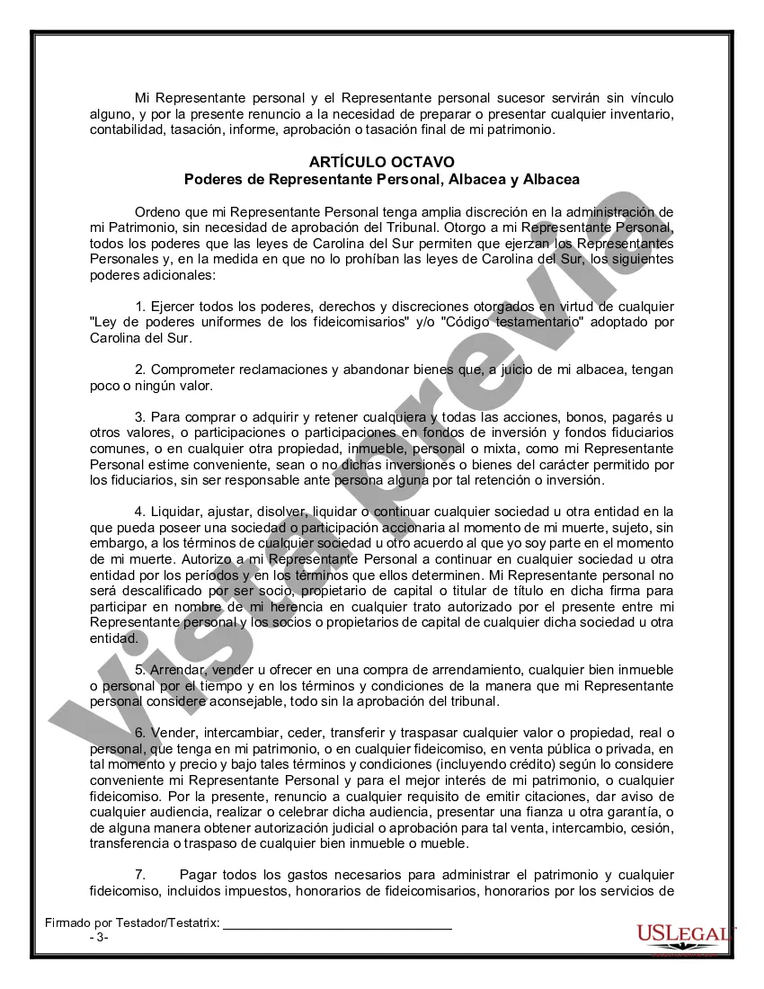 Preview Formulario de última voluntad legal para una viuda o viudo sin hijos