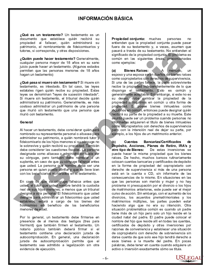 Preview Formulario Legal de Última Voluntad y Testamento para una Viuda o Viudo con Hijos Adultos y Menores