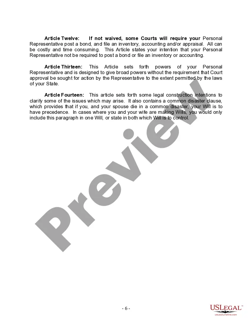 Preview Last Will and Testament for Divorced and Remarried Person with Mine, Yours and Ours Children