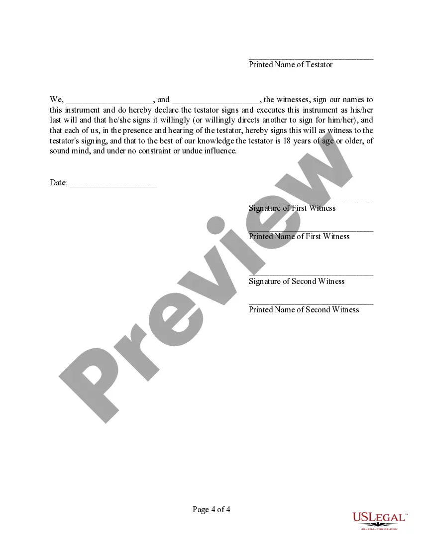 Preview Codicil to Will Form for Amending Your Will - Testamentary Pet Trust