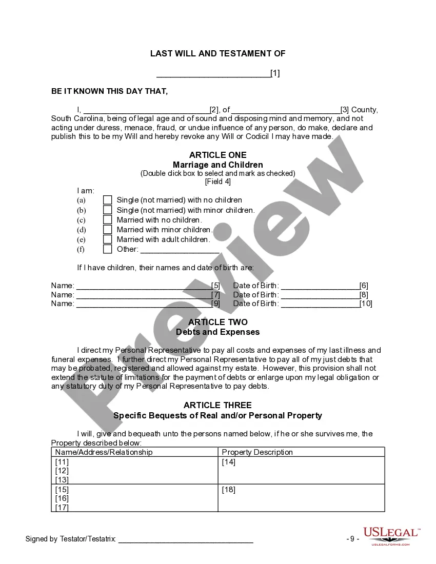 Preview Last Will and Testament for other Persons