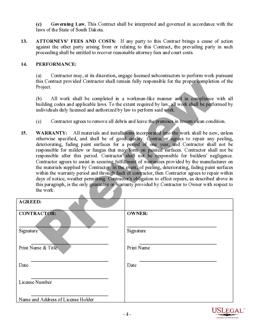 Preview Painting Contract for Contractor