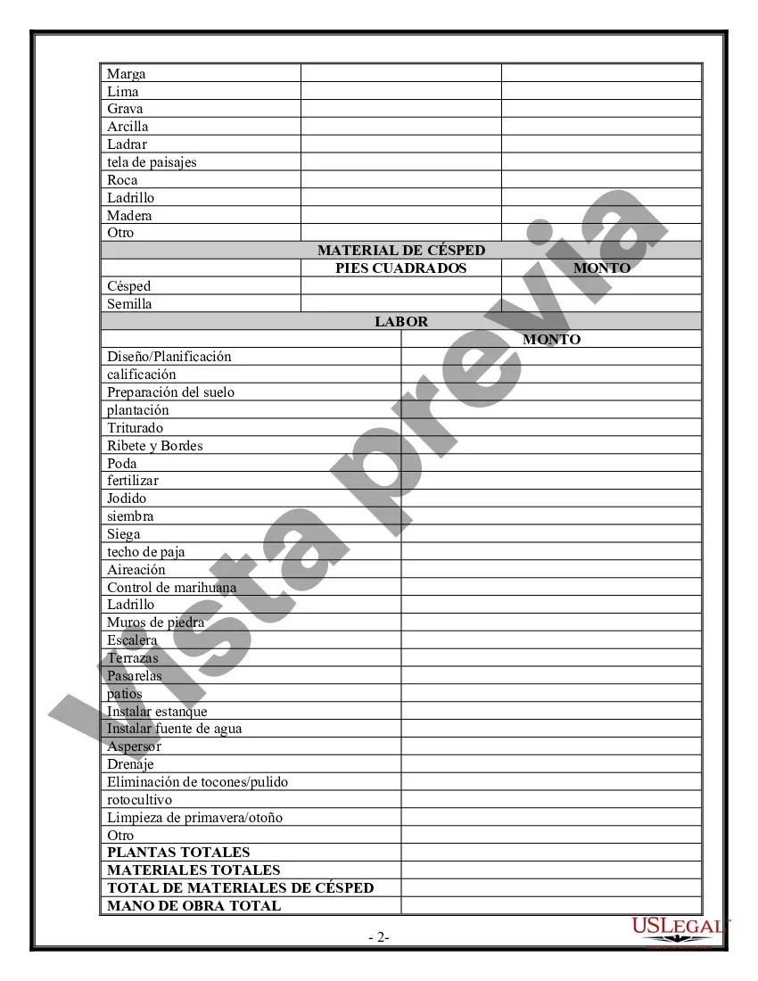 Preview Contrato de paisajismo para contratista