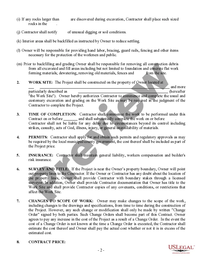 Preview Excavator Contract for Contractor