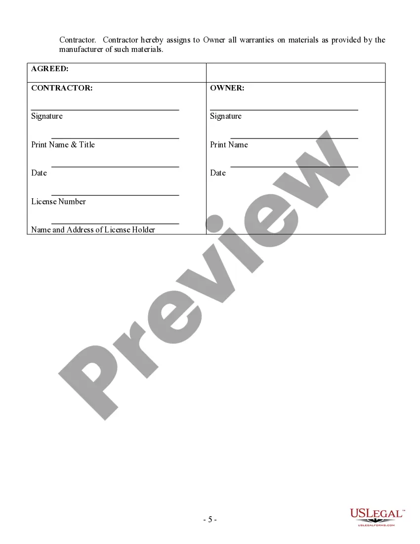 Preview Renovation Contract for Contractor
