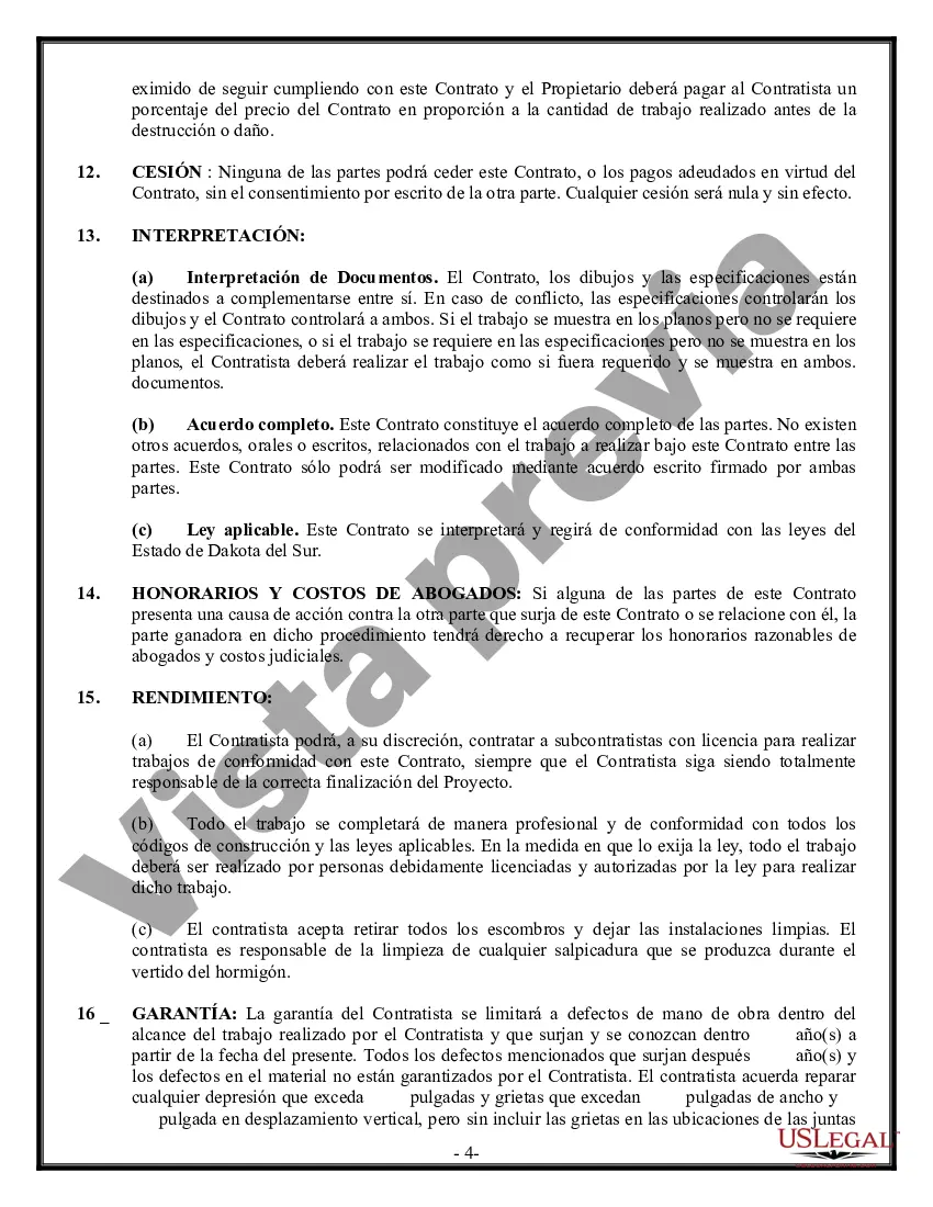 Preview Contrato de albañil de hormigón para contratista