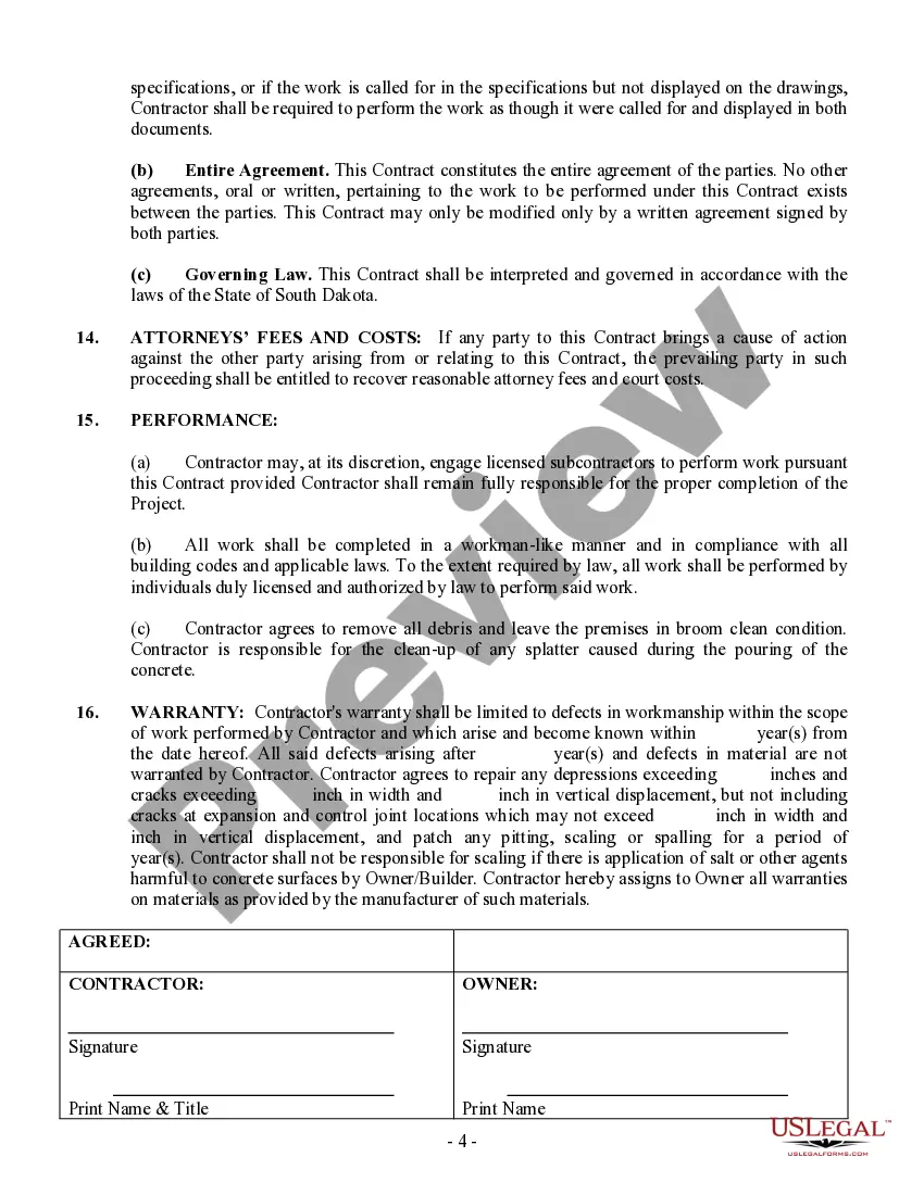 Preview Concrete Mason Contract for Contractor